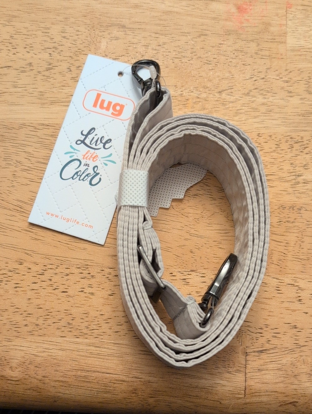 lug Neutral Quilted Bag Strap in Light Taupe/ Pebble